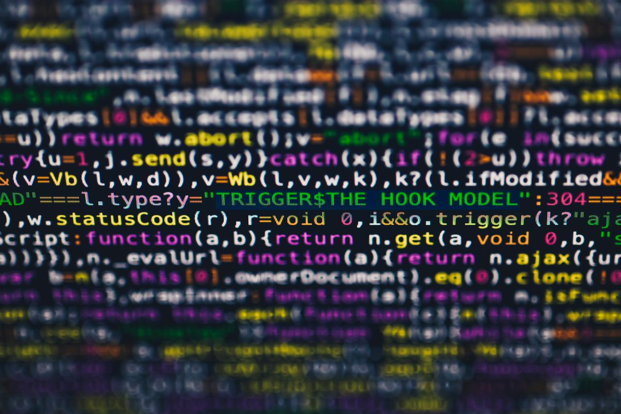 Close-up of a screen showing syntax-highlighted JavaScript source code